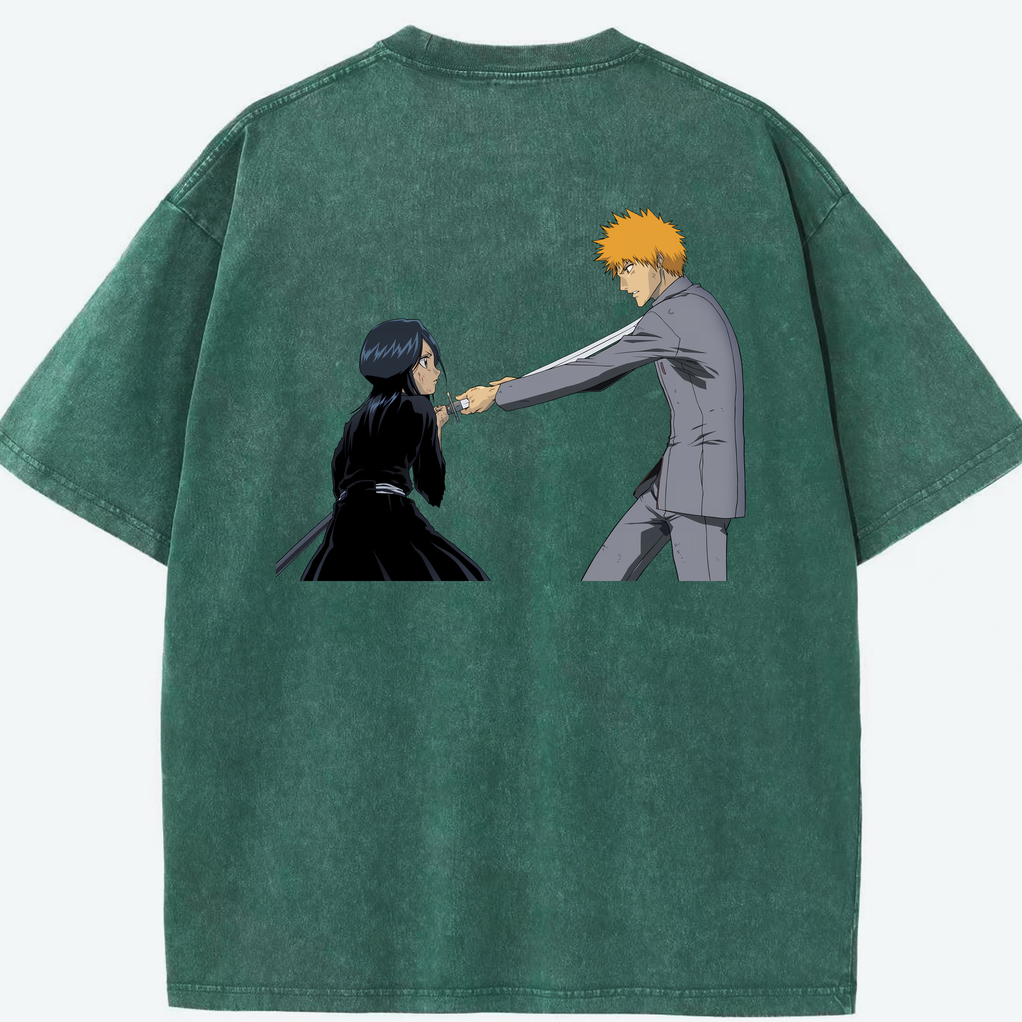 （画像用） ブリーチ 朽木ルキア BLEACH Kuchiki Rukia 綿100% ヴィンテージ風 半袖Tシャツ（背面プリント）